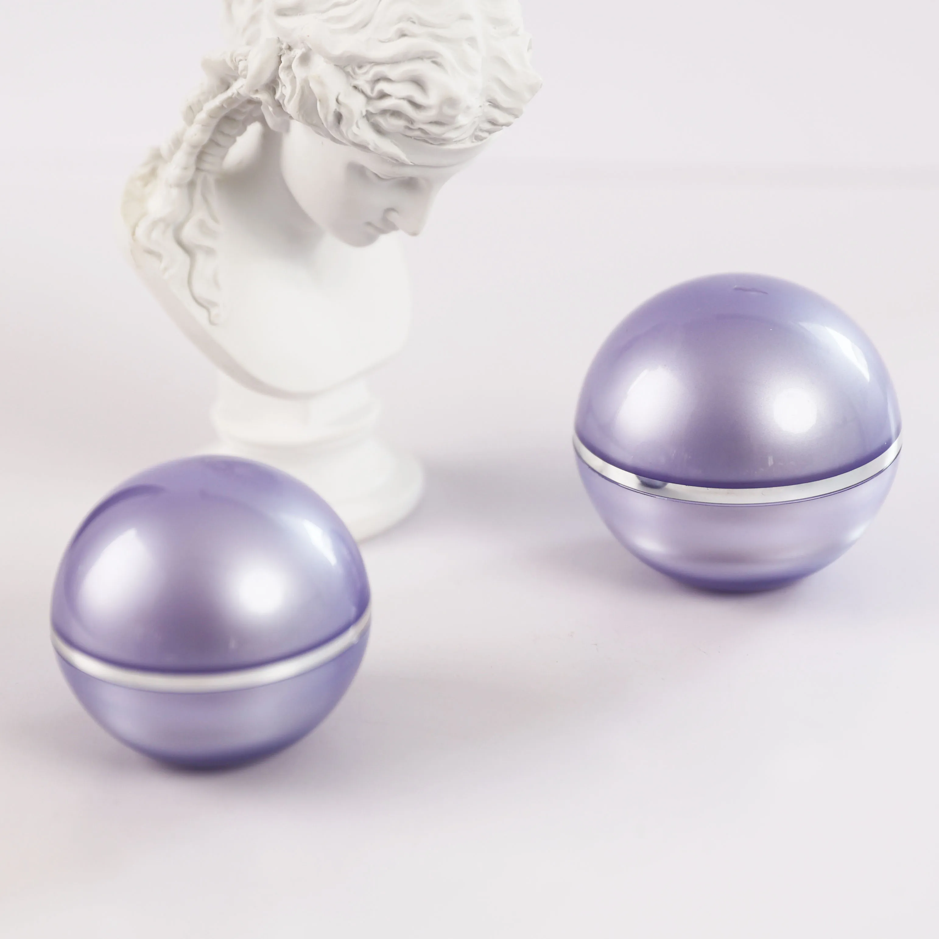 Luxury Purple Double Wall Cosmetic Containers Ball Shape 5g15g30g50g80g Spherical Acrylic Cream Jar