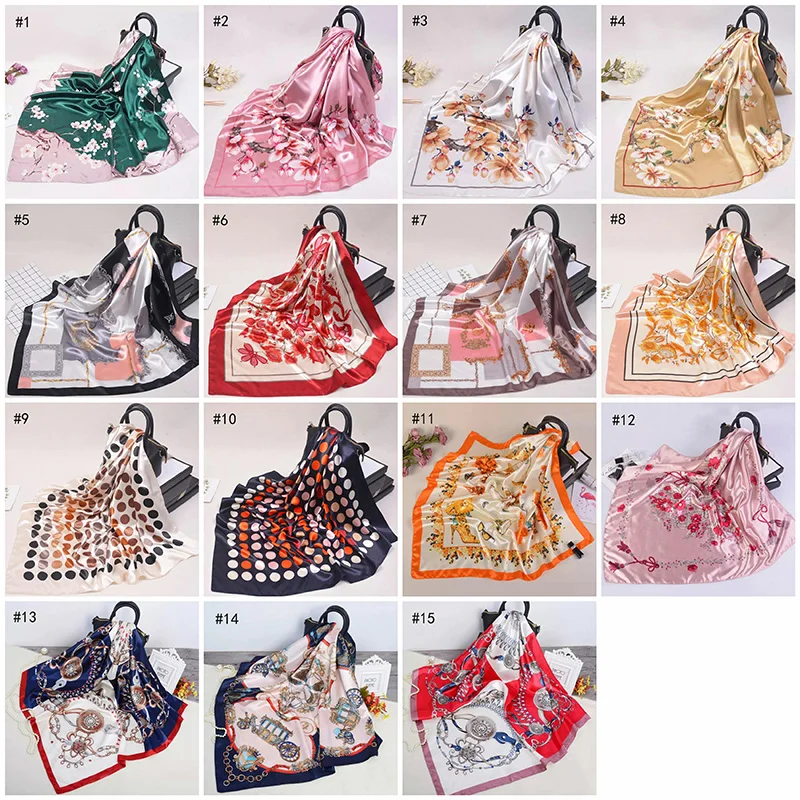 P.Healthy Hot Products Tudung Bawal Square Satin Silk Scarf Smooth Shawls for Ladies Spring Hijabs