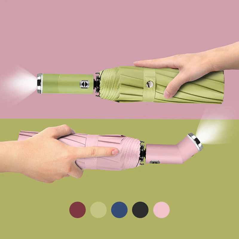 High Class Wholesale Windproof Folding Automatic Open Close Luxury Led auto Umbrella