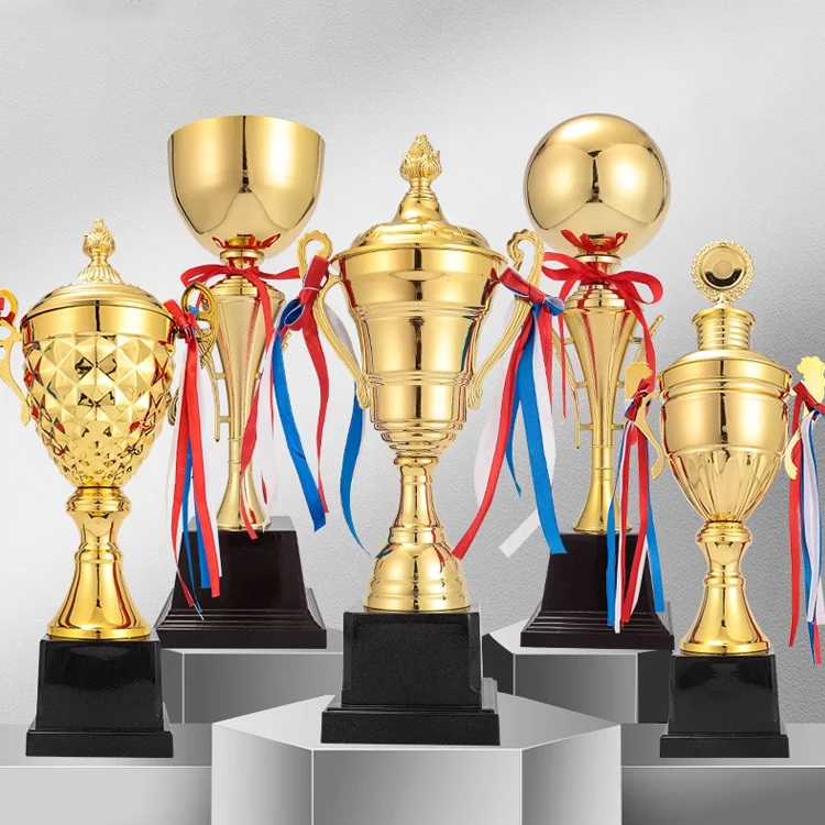 Custom Metal Medal Cups Awards Gold Sport Ornament Plaque Large Trophies Sports Award Metal Trophy Cup For Champions