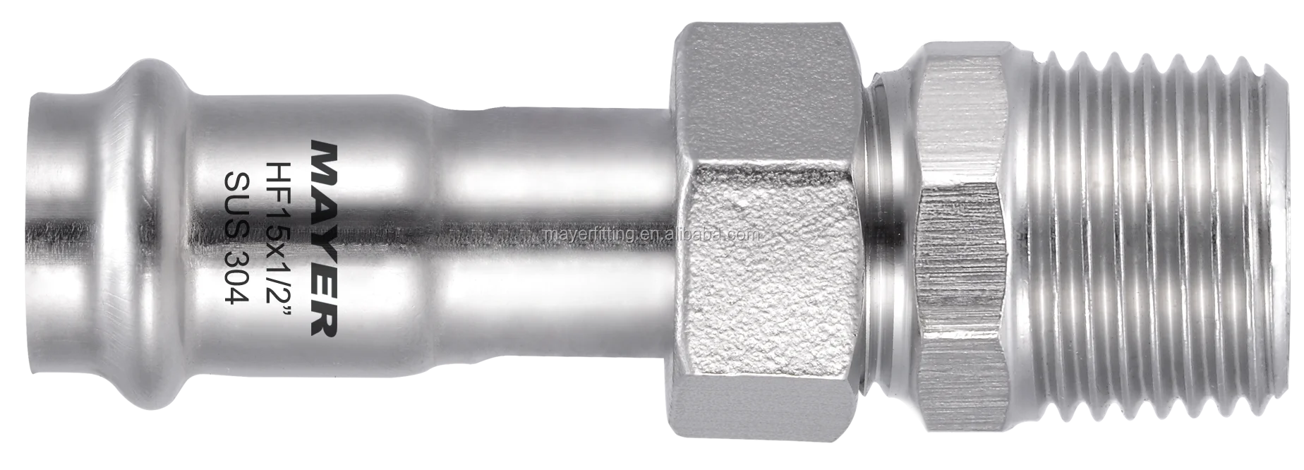 Mayer Press adapter male female union fitting with stainless steel nut