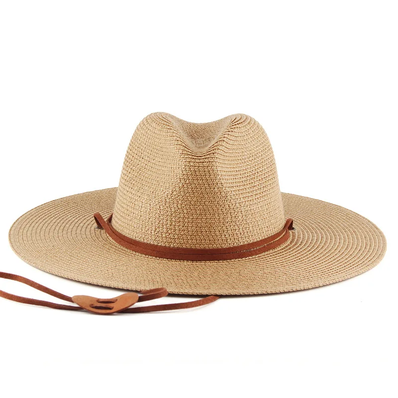 Summer Beach Straw Panama Hat for Men Women Natural Cool Fedora Hat with Suede Band