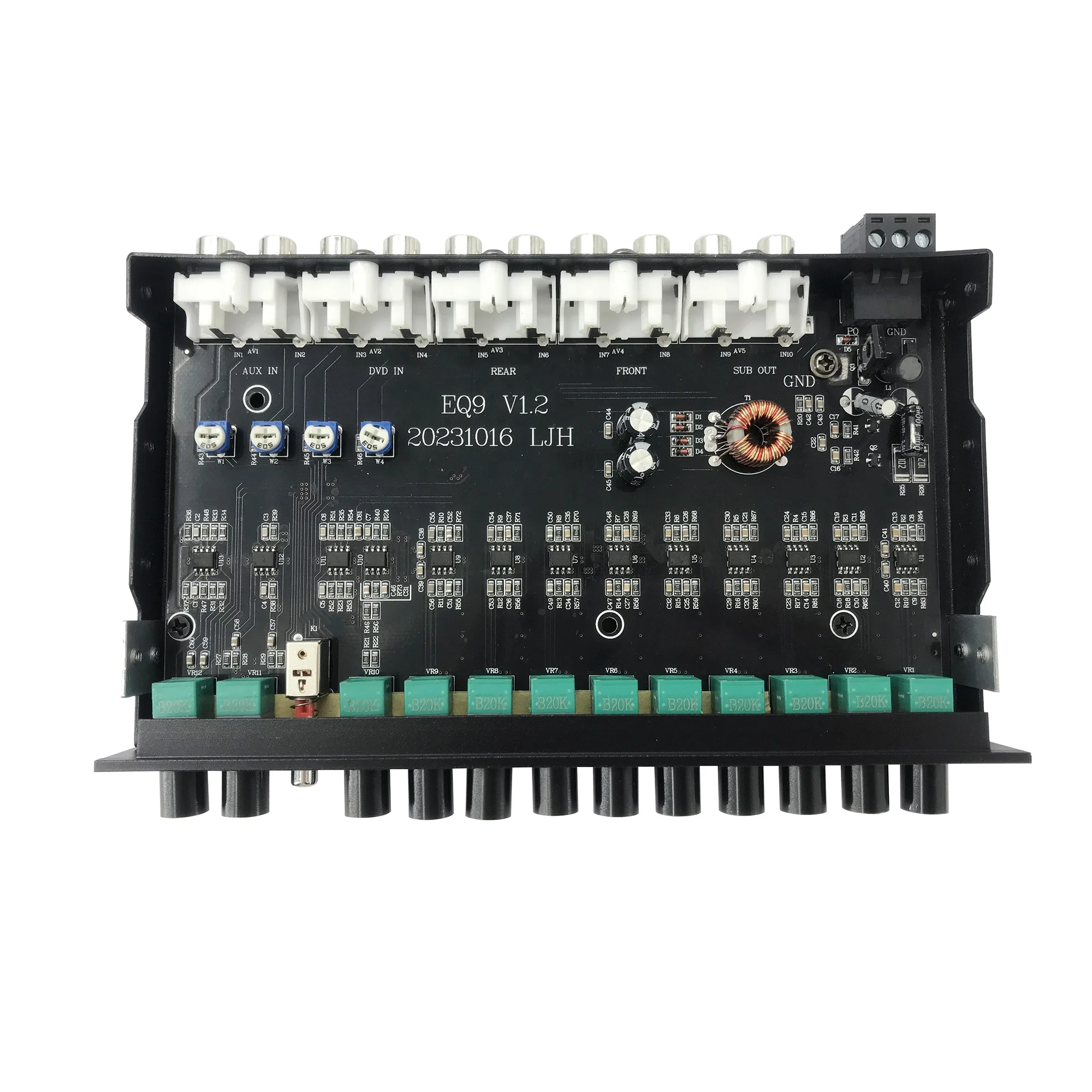 QMF-EQ9 Multifunctional parameter with dual microphone input high-end car audio equalizer amplifier with 49 frequency bands adju