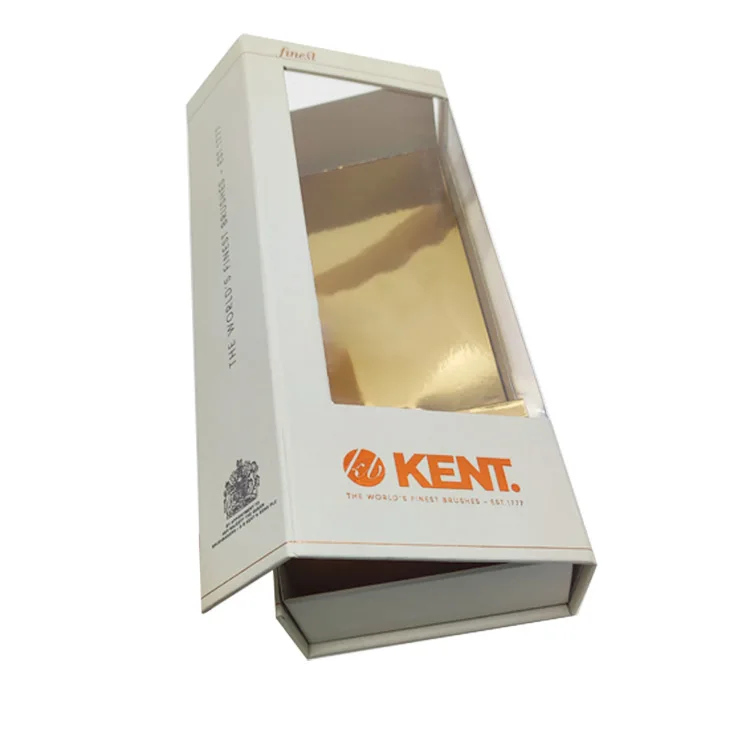 Wholesales Custom Logo Eco-Friendly Art Paper Beauty Brush Paper Boxes Packaging Box For Mouse Pad Gift Box With Window