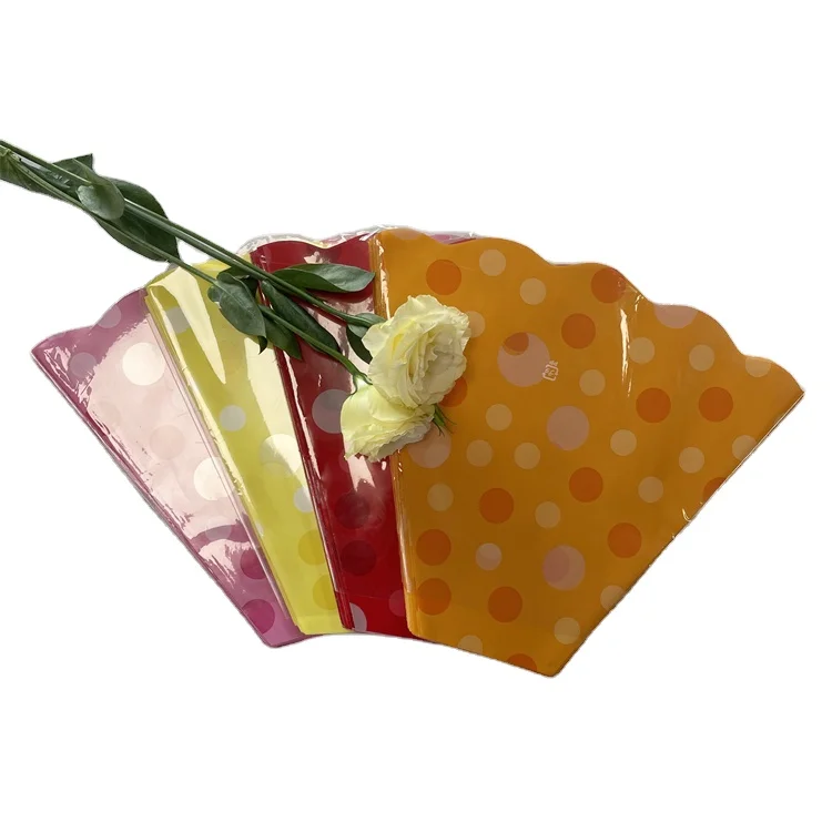 Customized design exquisite plastic bouquet bag simple multi-color packaging bag