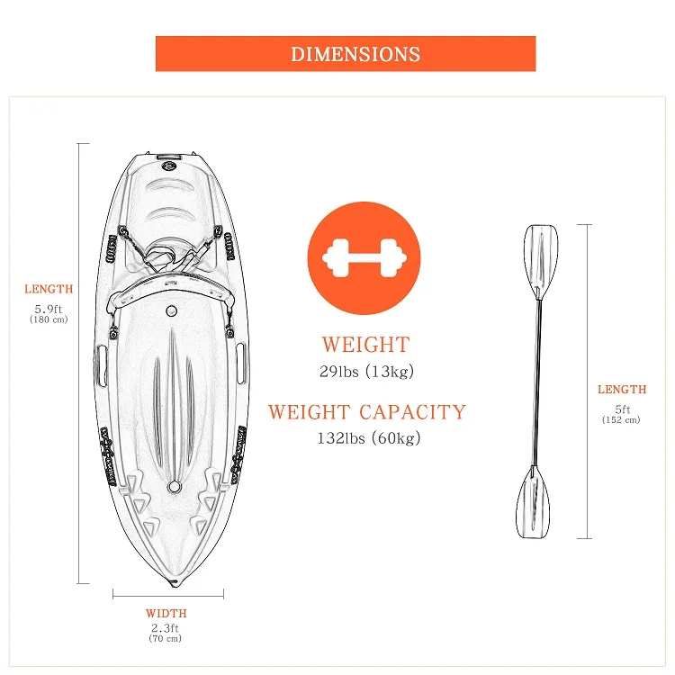 Wholesale roto-molded Plastic Cheap Sit on Top Fishing Canoe Kayak for sale