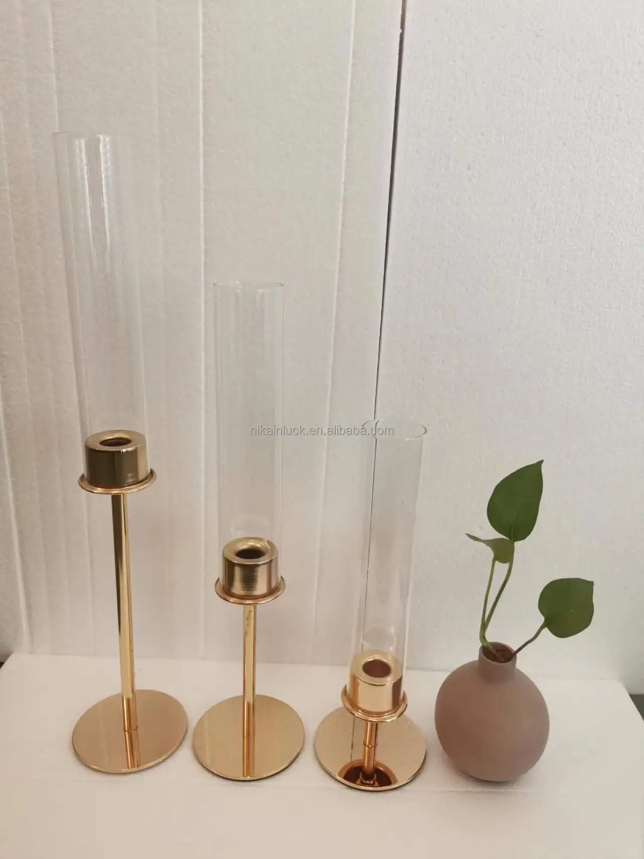 Gold Taper Candle Holder Centerpiece for Wedding