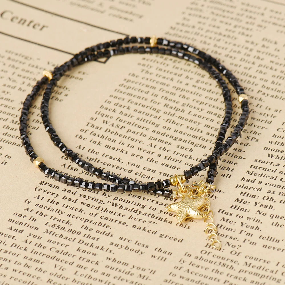 Natural stone Black Tourmaline Necklace Round loose beads making Necklace wholesale Tourmaline necklace