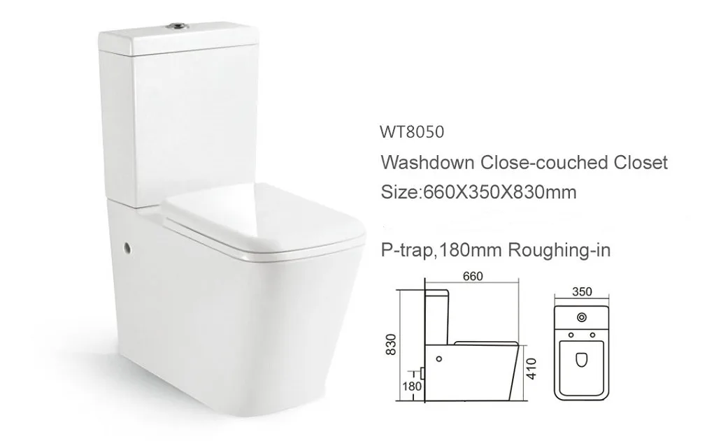 Australia types ceramic wash down two piece toilet