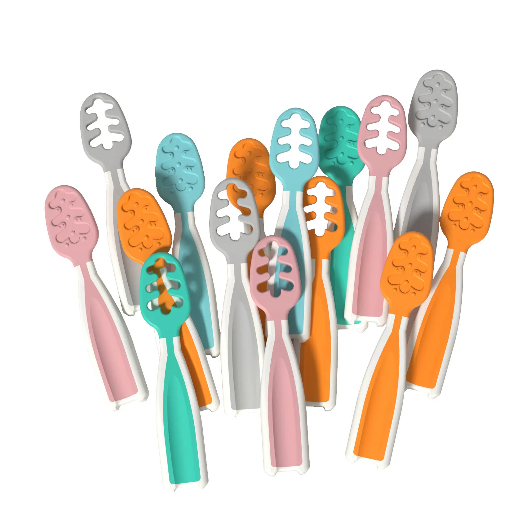 2022 new design baby spoon set foodgrade feeding spoon with soft head toddler spoon feeder
