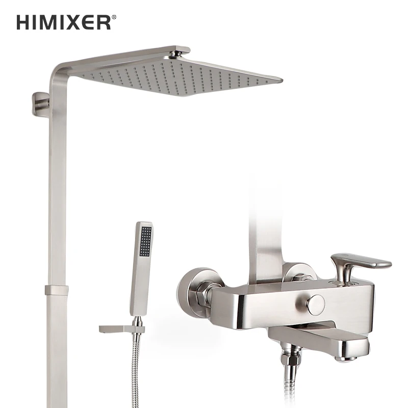 Himixer China manufacturer bathroom UPC brushed nickel exposed shower mixer faucet set