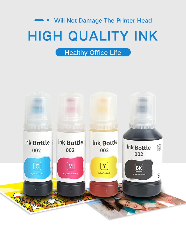 Factory Supply 002 refill ink bottle 70ml for Epson L4156/L4158/L4165/L4168/L4169/L6198 Printer 002 ink