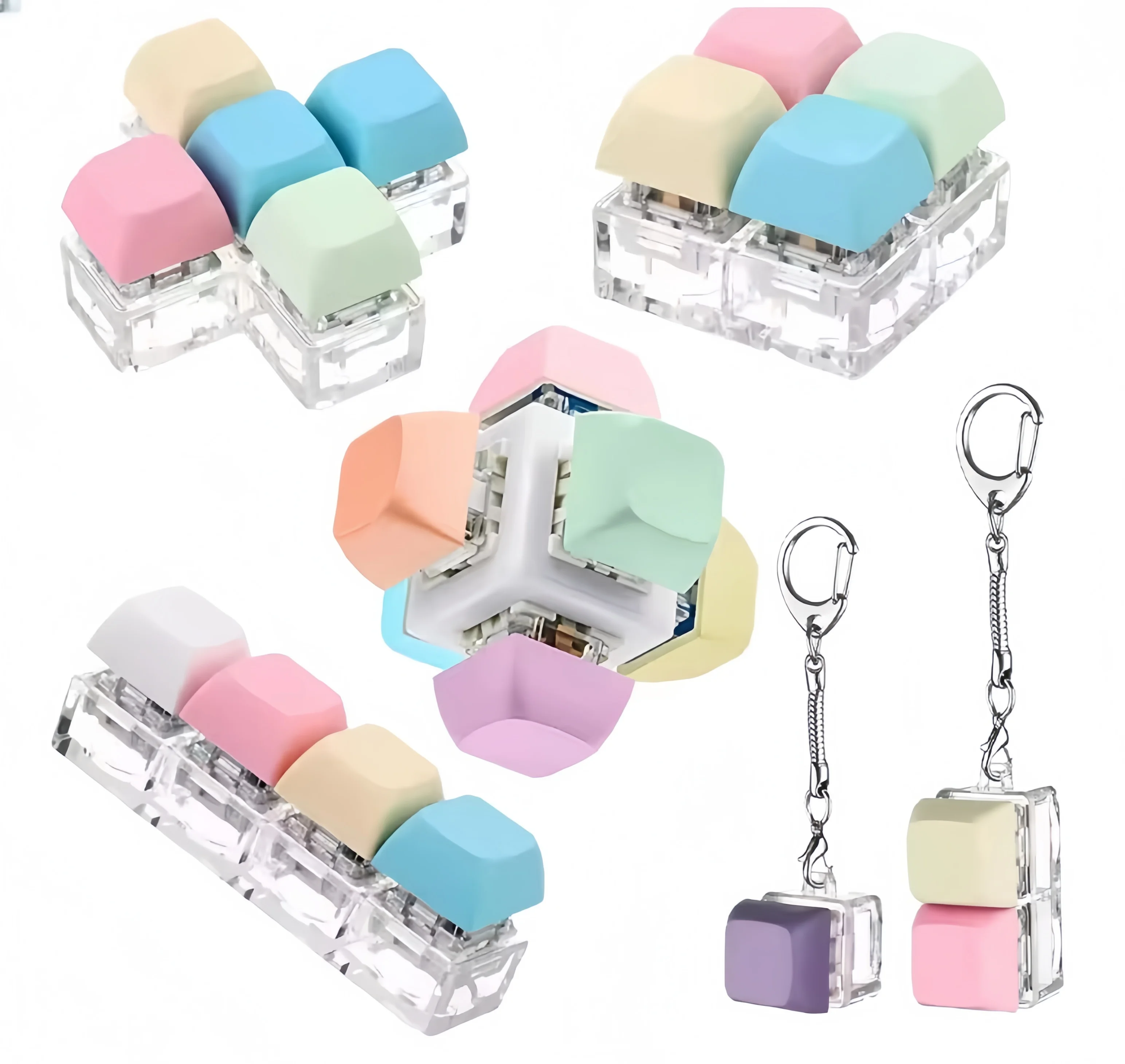 Custom Logo Keyboard Keychain Keycap Relieve Stress Key Chain Switch Keychain Keyboard Button Keycaps Keychain Fidget Clicker