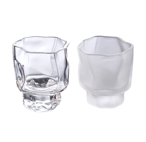 Frosted whiskey Glass Cup Beer Glass Cups Twisted Glass Irregular clear frosted Tea Liquor Cups