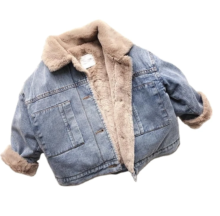 Fashion Winter Girls warm Coat Girls Denim Thick jackets Kids Winter Coats