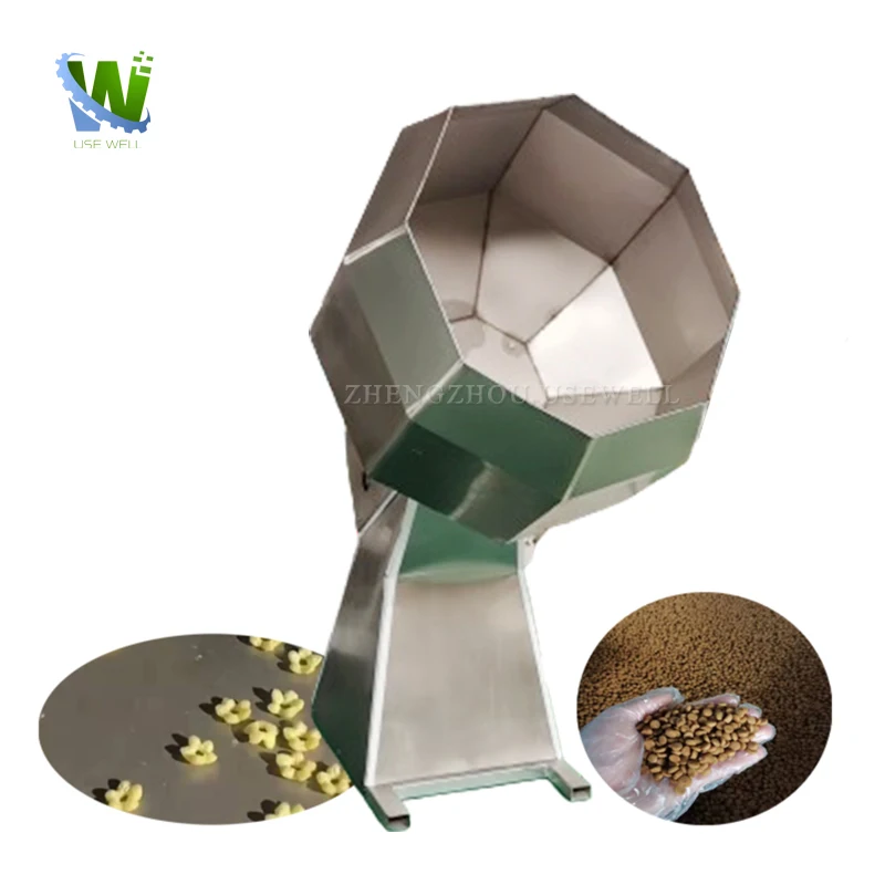 Automatic Drum Fish Food Octagonal Bucket Snacks Seasoning Flavoring Coating Machine With Oil Sprayer And Pump