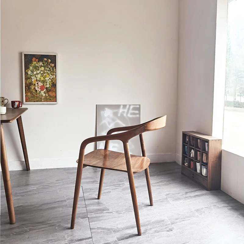 Minimalist modern nordic comedor 4 sillas de oak wood chairs wooden dining arm chair for restaurant silla para restaurante