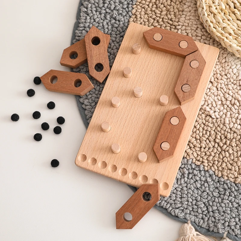 Boutique Wooden Number Puzzle Preschool Toys Number Learning Cognitive Hand-eye Coordination Number Building Game