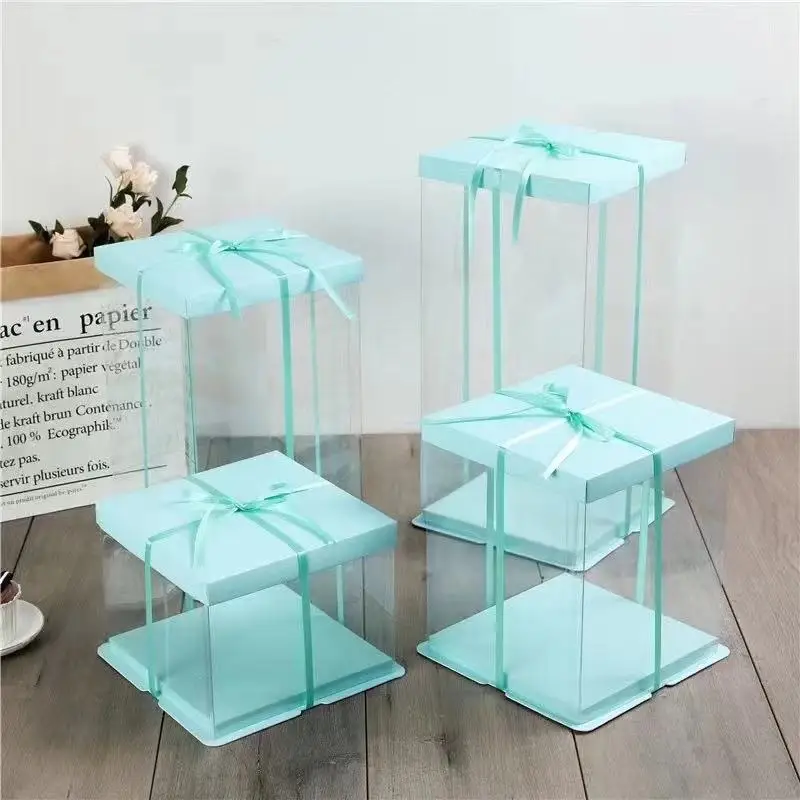 Wholesale Transparent Gift box Gift Box for Foam Rose Bear PVC Plastic Gift Box for Birthday