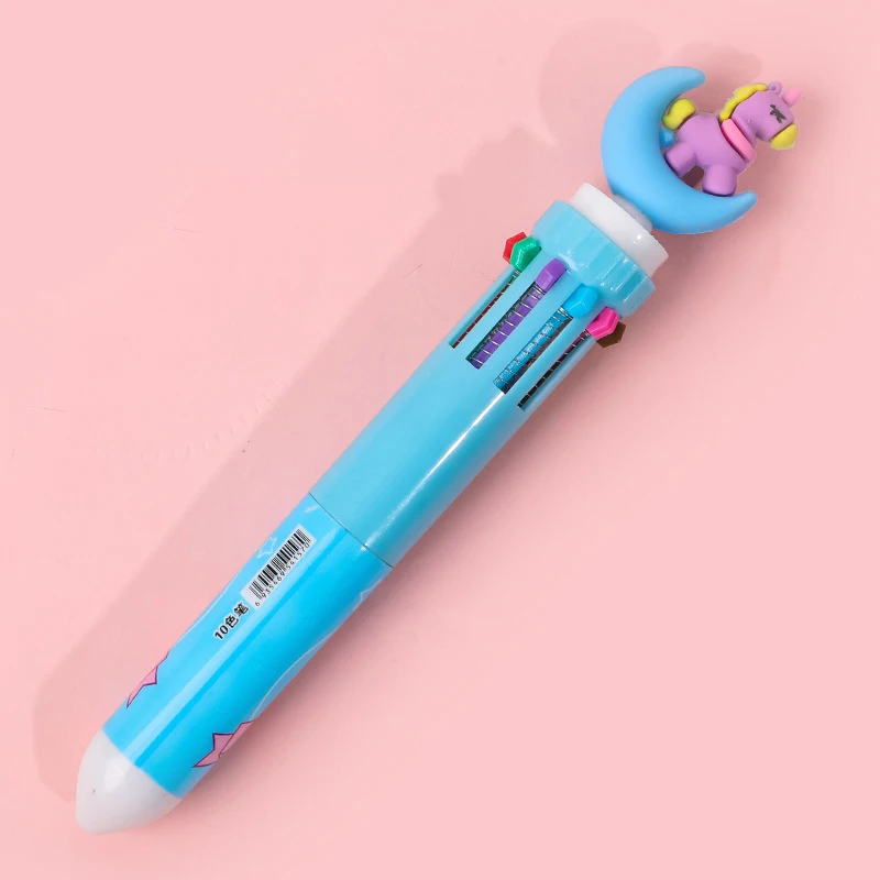 School supplies stationery kids 10 colors plastic multicolor ballpoint unicorn pen