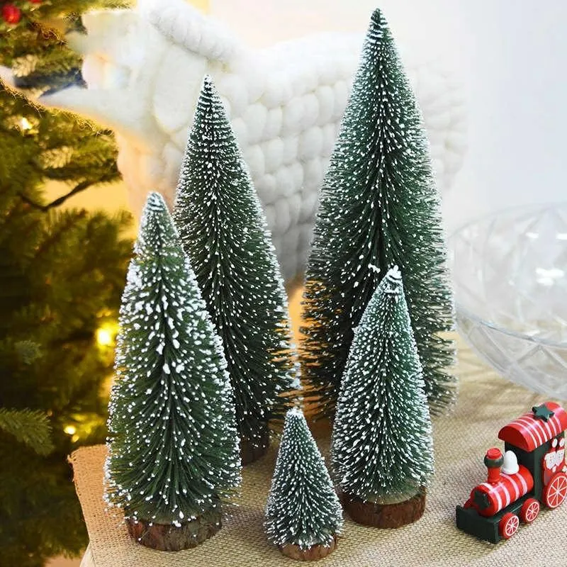 
Vlovelife 1pcs Mini Christmas DecorativeTrees Sisal Trees Bottle Brush Pine Tree For Christmas Party Favors Home Decors 