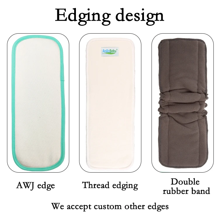 Wholesale Custom Baby Reusable Hemp Cotton Cloth Nappy Diaper With Inserts Diaper 4 Layers