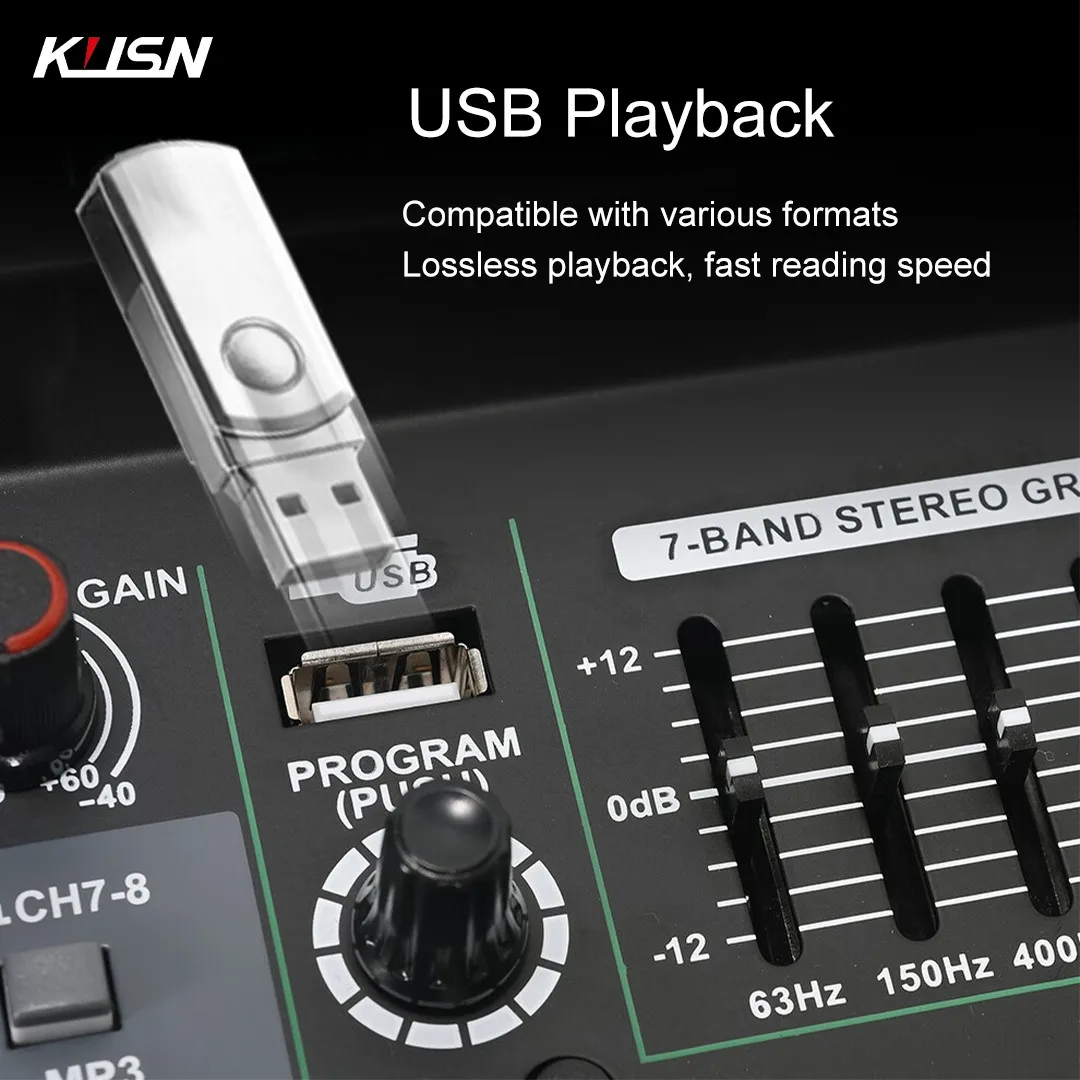 8 Channel 99 DSP Digital Mixer Professional Powered Audio Mixing Console Power Soundcraft Sound Mixer with Bluetooth USB