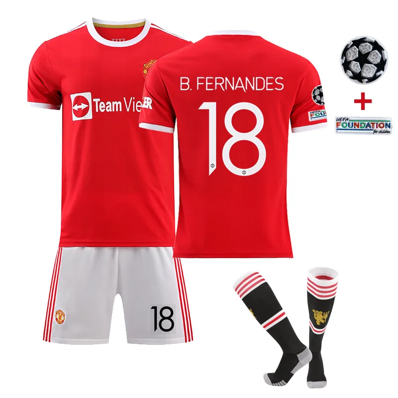 2122 Premier Lea gue Red Devils home stadium No. 7 Ronaldo No. 18 Fernandez adult football jersey