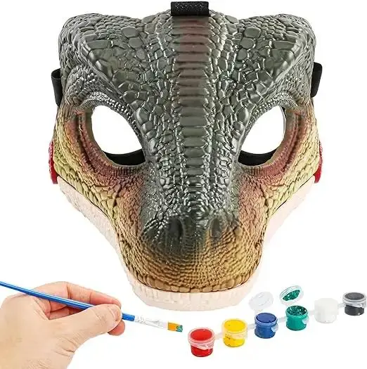DIY Creative Dino Mask Dinosaur Moving Jaw Masks Animal Head Mask Toy Halloween Costume Party Cosplay Gifts For Girls & Boys