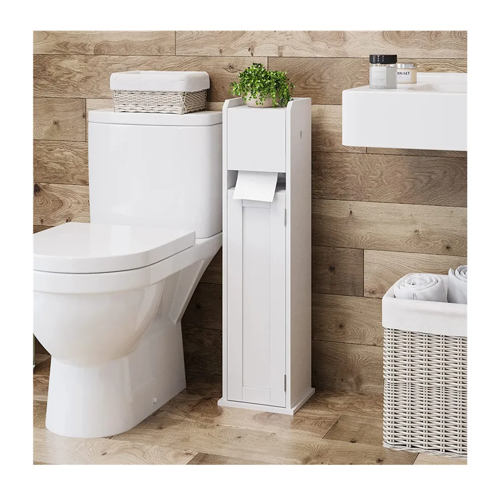 Cao Xian Hi Home Wooden Toilet Paper Storage Holder and Stand - Adjustable for Any Size Paper Roll Or Tissue Box