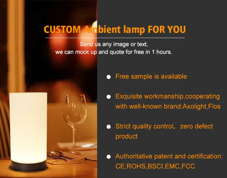 Modern Nordic LED Touch Control Table Lamp Outdoor Restaurant Wholesale Light Cordless Hotel Rechargeable Wireless table Lamp