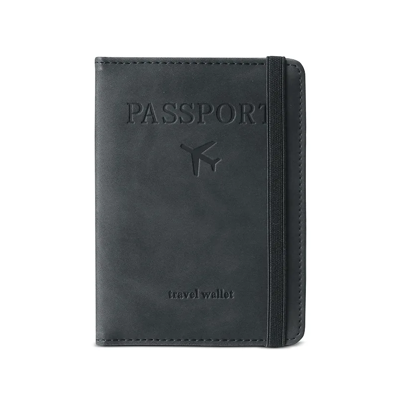 USENGKA High Quality PU leather Passport Holder Travel Wallet RFID Blocking Case Cover with Elastic Strap