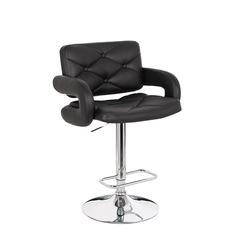 
Contemporary Counter Metal Swivel High Chair Bar Stool with Armrest 