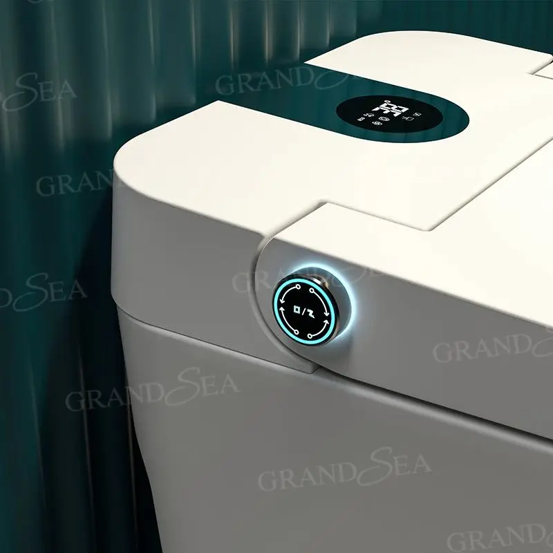 Luxury Flushing Integrated Smart Toilet Digital Display Foot Sensor Flushing White Ceramic Floor-Standing Bathroom Toilet