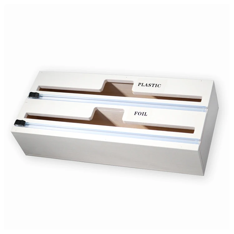 High Quality Kitchen Bamboo Tin Foil Dispenser,aluminum Foil Plastic Wrap Dispenser With Magnet Slide Cutter