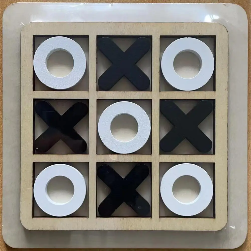 Взаимодействие родителя и ребенка деревянная игра XO Tic Tac Toe детская головоломка девять квадратных шахмат строительные блоки Семейные боевые игрушки