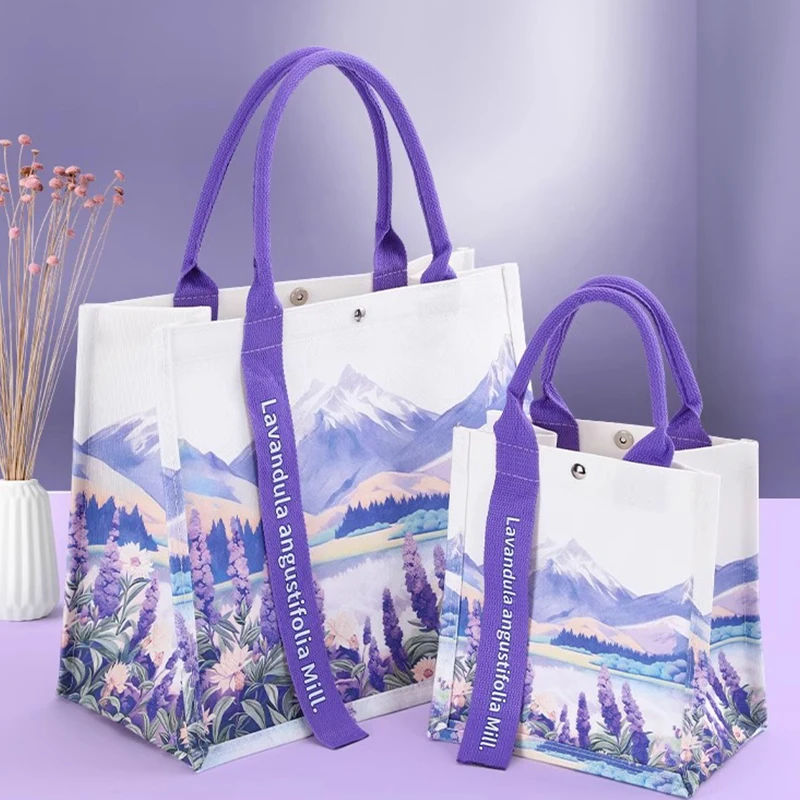 Сумка-тоут лаванды, модная сумка, фото покупок, Экологически чистая Холщовая Сумка