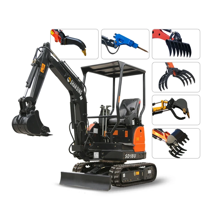 Chinese Factory Price 1.8t New Mini Excavator with Bucket and all kinds of attachments