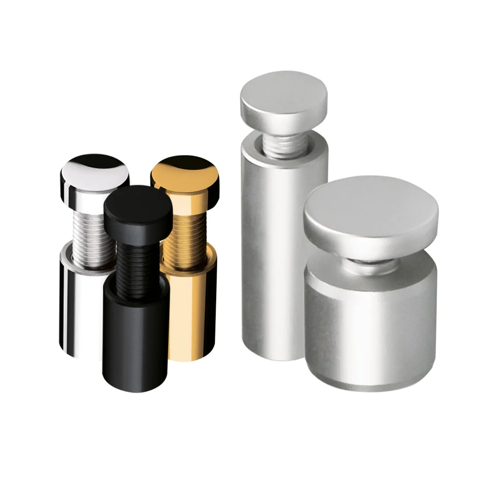 Glass Acrylic Sign Wall Mounting Hardware Stand Off Black Silver Gold Metal Stainless Steel Spacers Standoff Screws