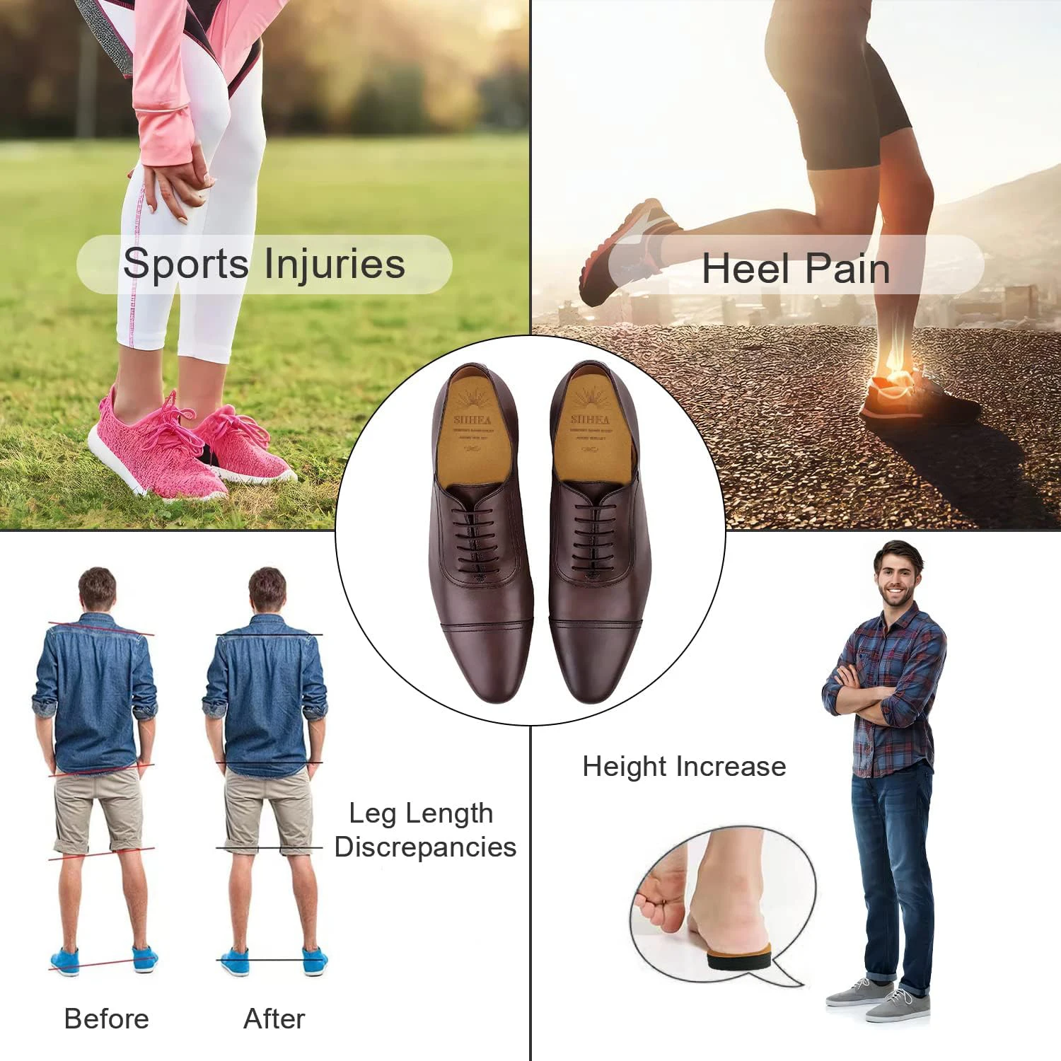 adjustable Heel Lifts for Shoes, 1/4' Height Increase Insoles for Achilles Tendonitis, Leg Length Discrepancy,  Shoe Lifts
