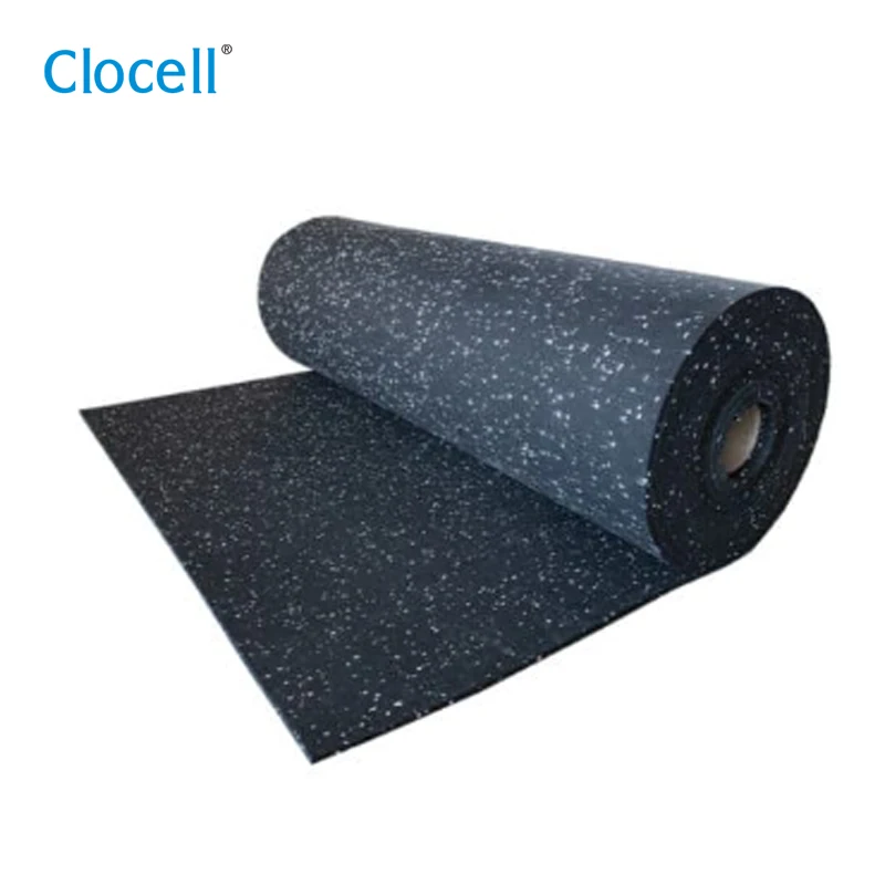 Clocell 1*50m eco-friendly rubber floor rolls shock absorption rubber for gym anti vibration gym rubber flooring