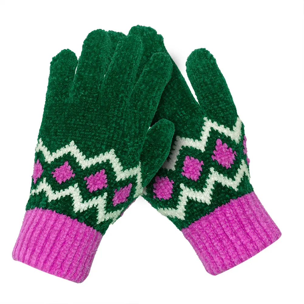 Jacquard Chenille Knitted Gloves Adults Winter Magic Stretch Gloves for Winter One Size ( 20 Cm ) Winter Warm Gloves Acrylic