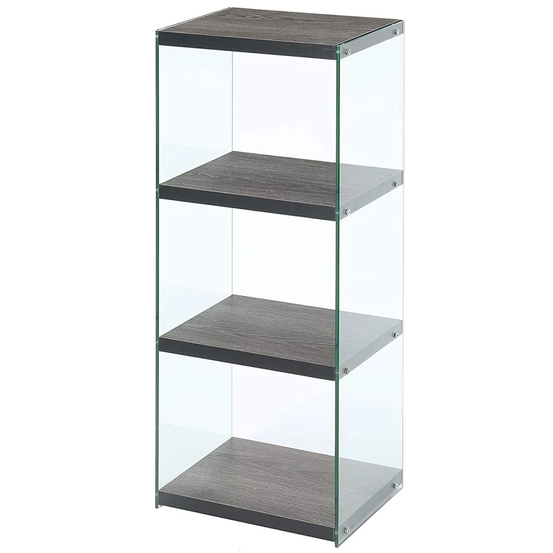 Простые и простые в установке серые книжные полки из закаленного стекла для дома