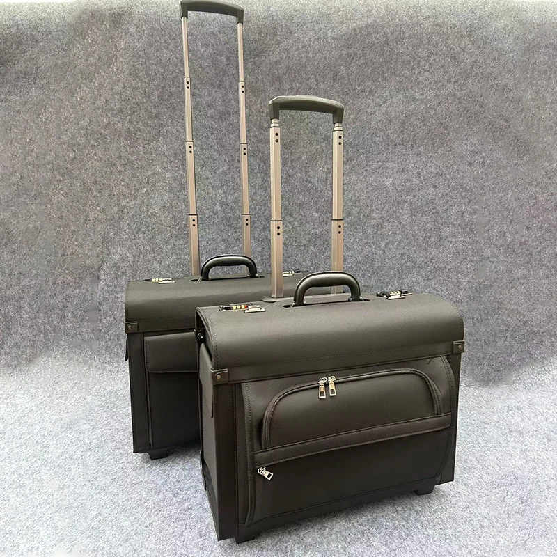 Hot-selling Unisex Customized Soft Suit Case Luggage Trolley High Quality Boarding Pilot Briefcase With Spinner Caster