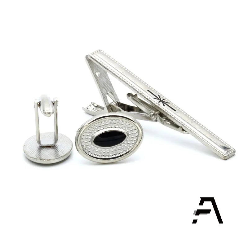 Promotion cheap  metal cuff links and tie clip sets