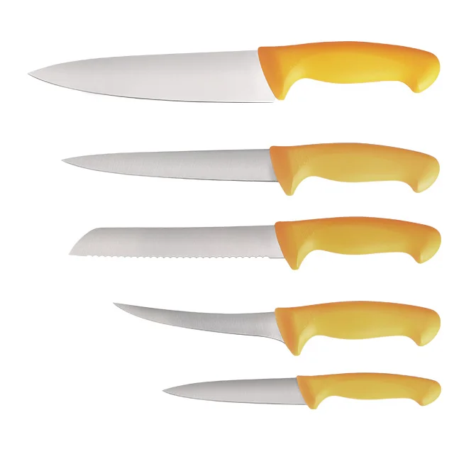 Factory NSF Knives PP+TPR Handle German Steel 1.4116 Fillet Chef Bread Butcher Curved Boing Utility Kitchen Knife Set 5PCS