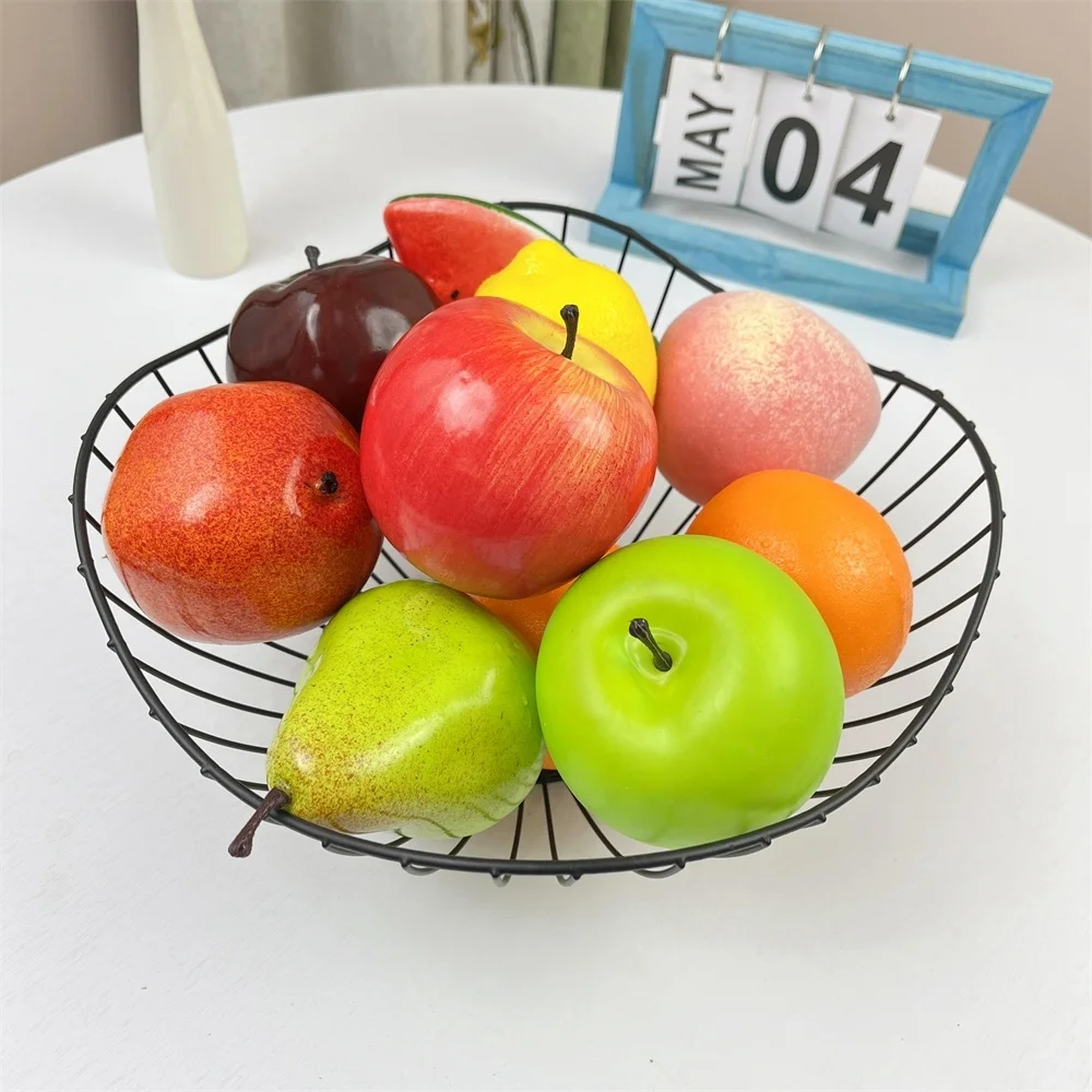 Artificial Plastic Fake Apple Watermelon Lemon Pomegranate Simulation Fruit 10 Pieces Set Home Kitchen Living Room Decoration