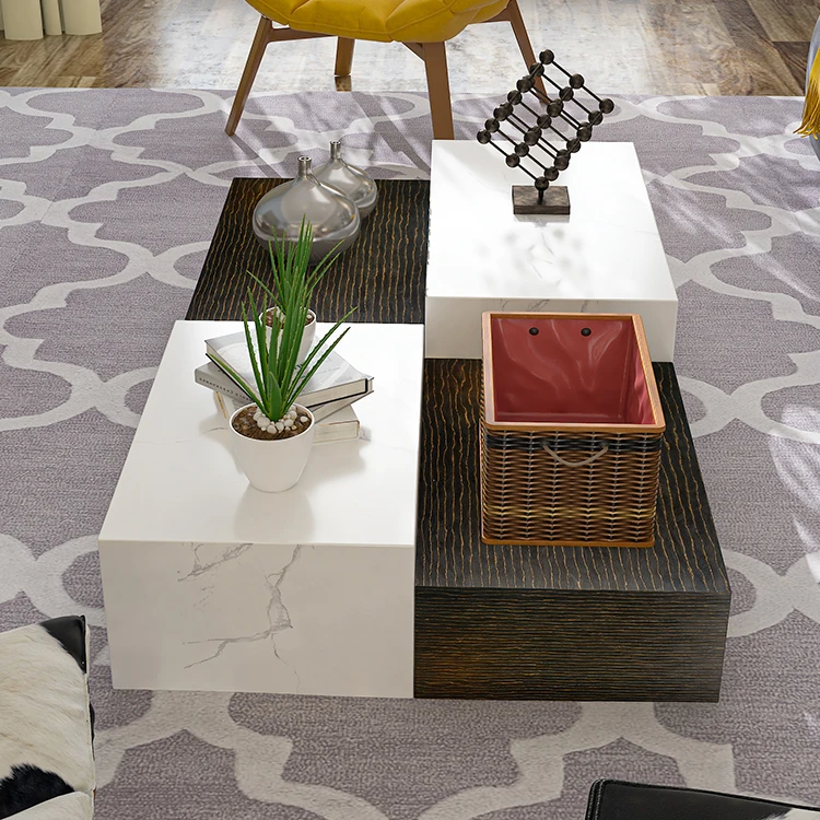 
Living Room Furniture Nordic Design Luxury Rectangle Shape Marble Stone Coffee Table 