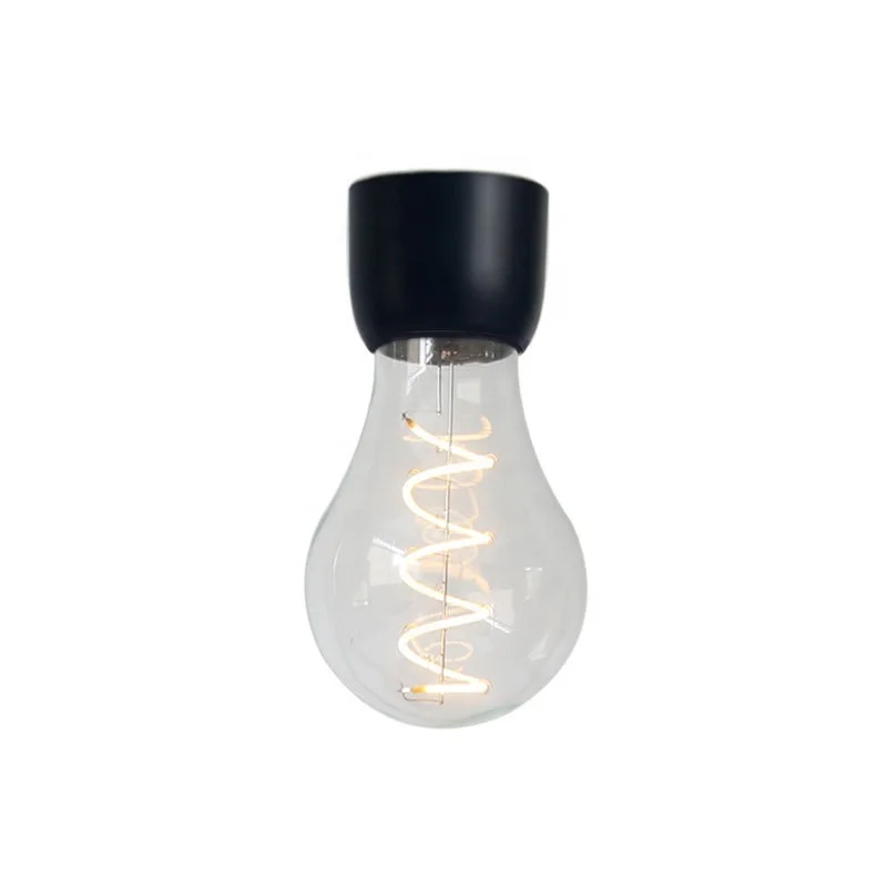 Modern New Design Wood Magnetic Floating Levitating Led Light Bulb Lamp With Wireless Phone Charging Charger