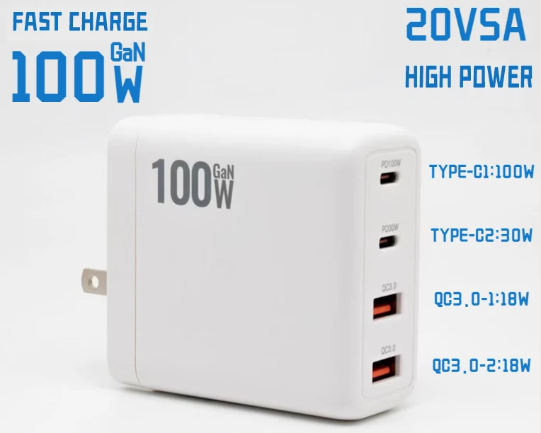 Foldable 100w EU US UK AU Fast Charge USB Type C Wall GaN Charger Set For Iphone Adapter